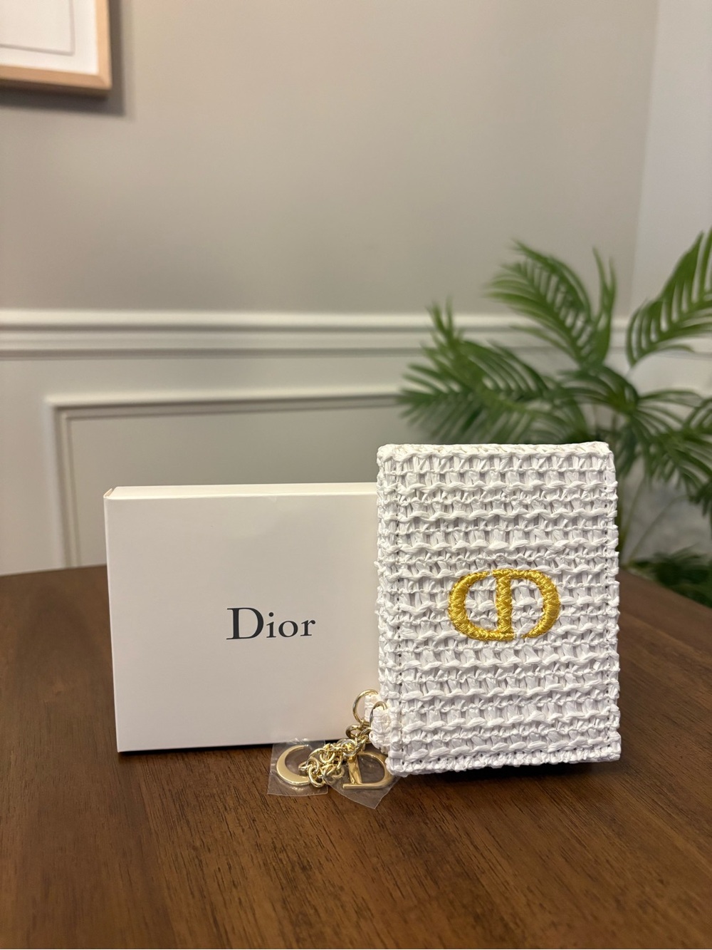 Dior White Logo Mirror  with Gold CD Detail